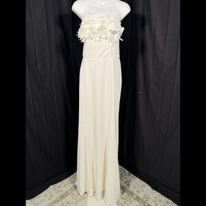 Lulu's Love Garden Ivory 3D Floral Embroidered Strapless Maxi Dress Size XL